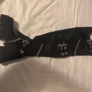 Lamoda chunky over the knee boot w/chains.